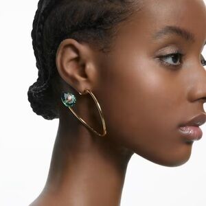 Swarovski Numina Gold and Green Hoop Earrings